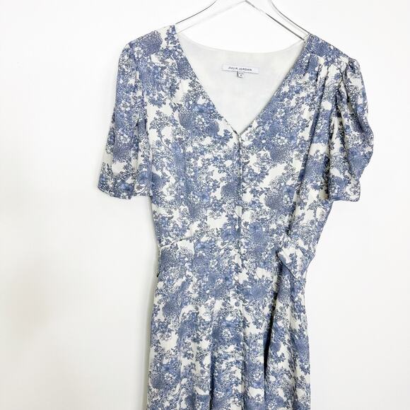 Julia Jordan Floral Print Button Front Puff Sleeve Dress 16 - Picture 6 of 12